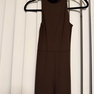 TEN by Babaton Brown Highneck Sleeveless Jumpsuit